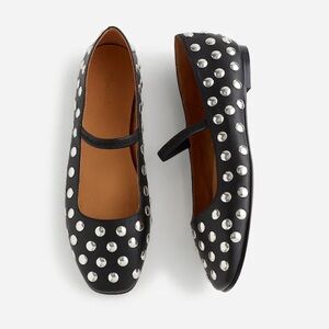 MADEWELL | Studded The Greta Ballet Flat in Black 8